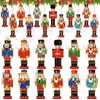 24 Pcs Christmas Nutcracker Ornaments Wood Hanging Nutcrackers Miniature Nutcracker
