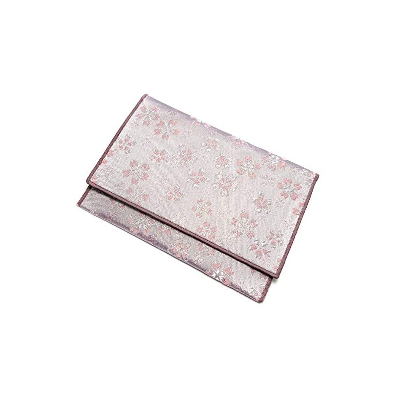 Lacquer Pludacter with Prayer Beads Pouch, Cherry Blossom Brocade, Purple