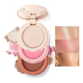 Set Maquillaje 3 En1 Colorete En Polvo Y Contorno Iluminador