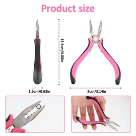 Hair Extension Pliers, 3 Hole Hair Tongs, Mini Hair Extensions Pliers for Nano Rings and Micro Rings Micro Ring Extensions Accessories for Hairdressers and DIY Hair Extensions Removal of Bonding