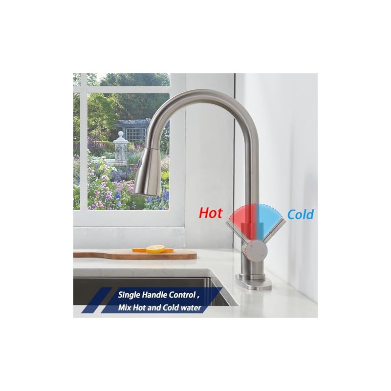 SHACO Kitchen Faucets with Pull Down Sprayer, Single Handle Stainless