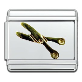 Fablinks Italian Bracelet Charms, 9mm Stainless Steel Charm Link for Women, Modular Jewelry Links for Men (Scissors)