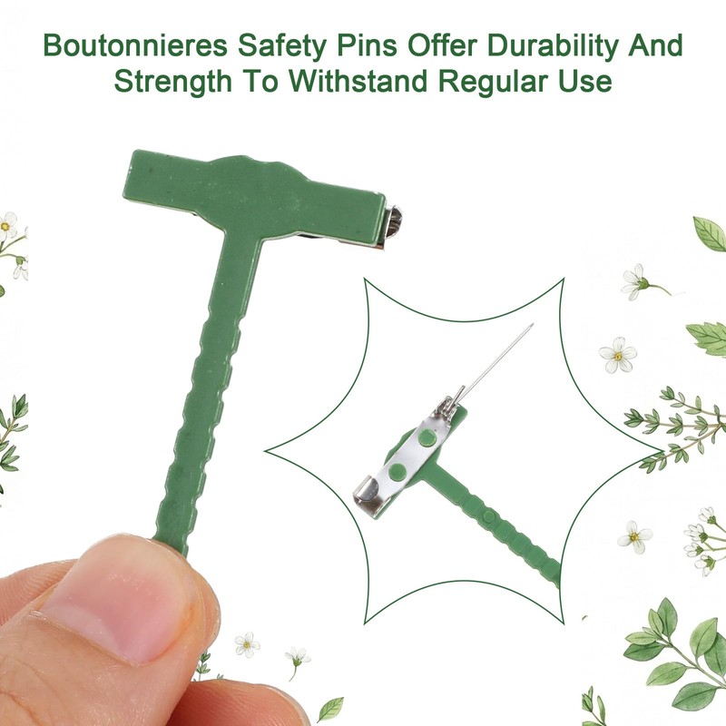 30Pcs Boutonniere Safety Pins, T-Shaped Plastic Pins for Wedding Events