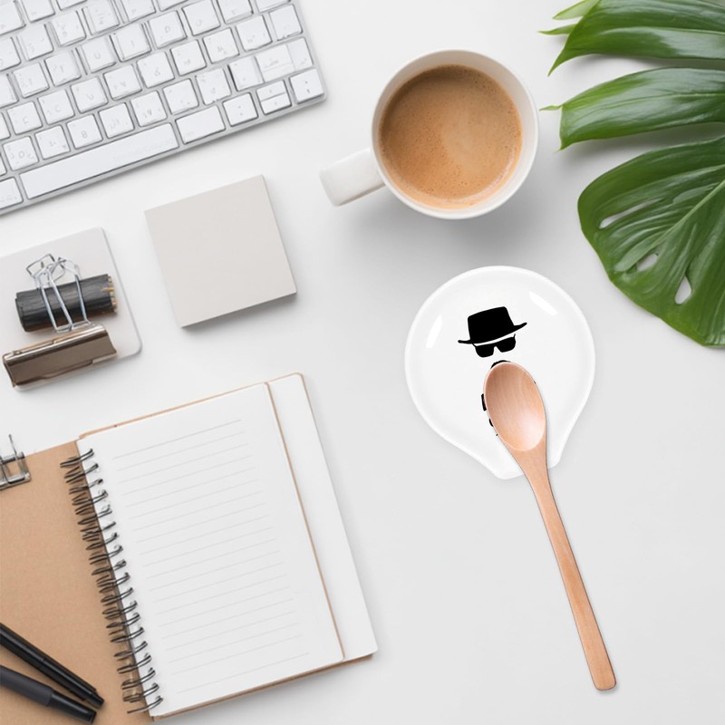 YROVWENQ Funny Kitchen White Ceramic Spoon Rests, Let’s Cook Coffee