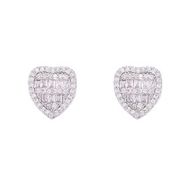 Peach Heart CZ Grillz for Women Unisex Rhinestone Love Heart Shaped Hip Hop Single Tooth Top and Buttom Grills Punk Rapper Costume Cosplay Teeth Accessories Jewelry Gifts (Silver)
