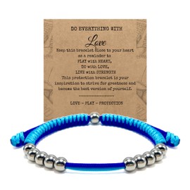 LAMIBEE Golf Stainless Steel 10 Bead Score Counter Bracelet, Golf Stroke Count Bracelet, Resizable Easy to Adjust Golf Round Scoring Tracker, Durable Stylish Golf Accessory (Royal Blue and Sky Blue)