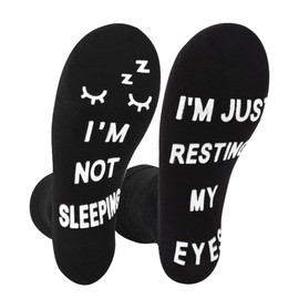 Dekzked Im Not Sleeping Just Resting My Eyes Socks Novelty Gifts Funny Stocking Fillers for Men Women Dad Grandpa