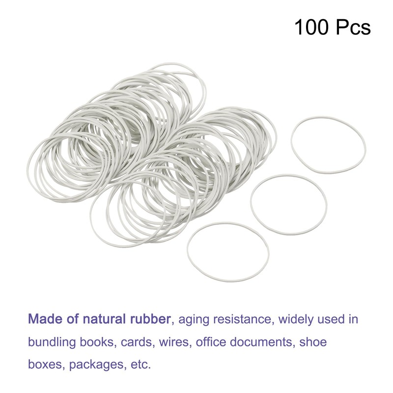 MECCANIXITY 100 Pack Rubber Band Stretchable Rubber Elastic Band White