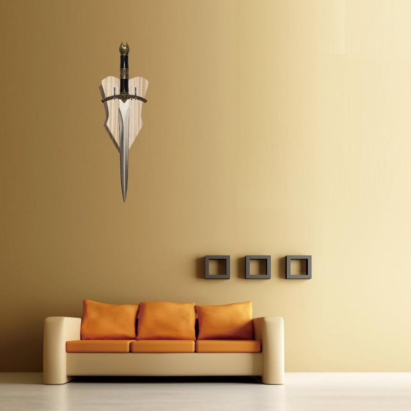 DONGKER Wall Mount Sword Plaque,Adjustable Wooden Sword Stand w/ Hooks&