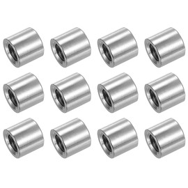 sourcing map M8x1.25mm Round Coupling Nuts, 12 Pcs 304 Stainless Steel Connector Nuts Fasteners Rod Bar Stud 10mm for Industrial Construction Fasteners, Silver