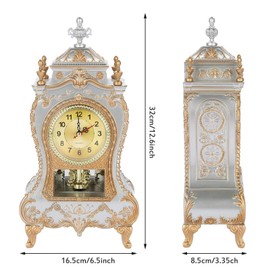 Retro Special Clocks, Vintage Ringing Alarm Clock, Antique Wall Clock, Baroque Retro Style Mantle Clock for Home, Hotel, Decorative Wall Mounting, Desk Alarm Clock (White)