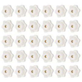 YELARXI Clamping Nuts Knob Plastic Screw-On Brass Star Knobs Knurled M6 Female Threaded Hexagon Head, 1.5 Inch Head Diameter Fit for Lawn Mower Handle Machinery (30 Pack, White)