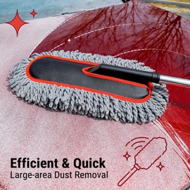 YeewayVeh Car Duster Exterior Scratch Free Microfiber Car Cleaning Brush, Extendable Handle Pollen and Dust Brush for Truck, SUV, Vehicles and Home Cleaning, Light Gray