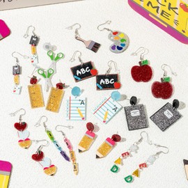 Laffact Teacher Acrylic Earrings for Women, 12 Pairs Back to School Gifts