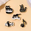 5pc Cartoon Black Cat Piano Notes Alloy Enamel Lapel Pin