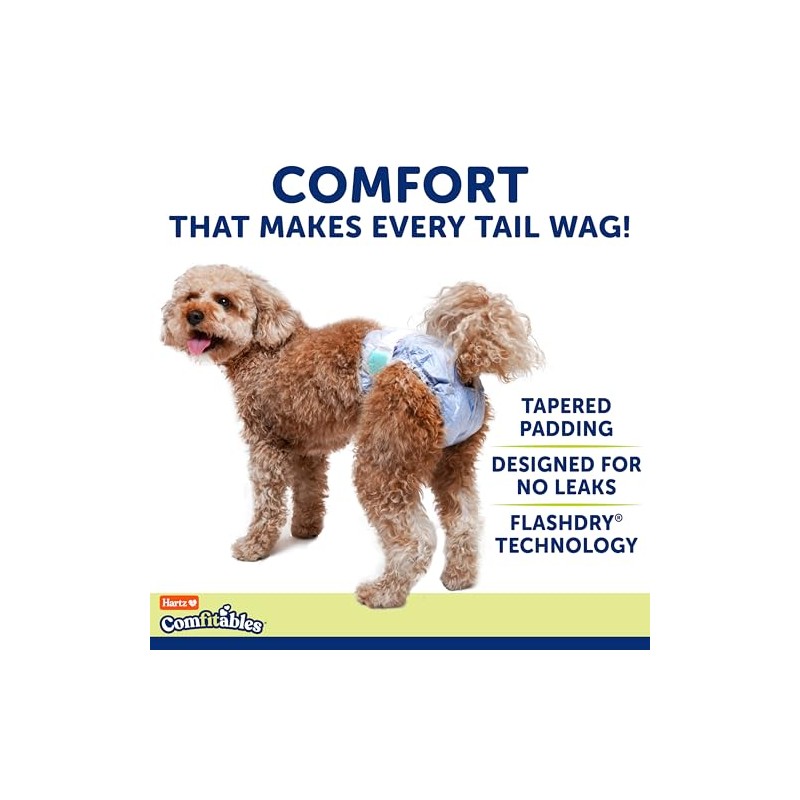 Hartz Comfitables Disposable Dog Diapers, Size Large 26 Count, Comfortable
