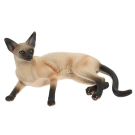 Kisangel Lifelike Siamese Cat Figurine Realistic Desktop Decor for Office Home Plastic Material Addition to Nursery Living Kitten Statue