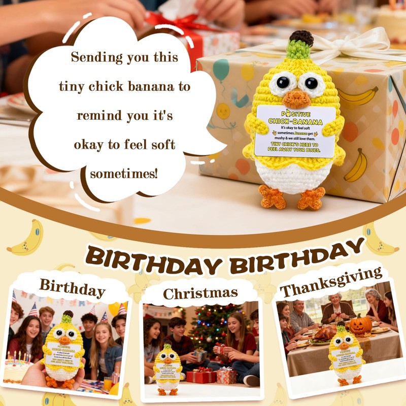 Inspirational Gifts for Women Positive Crochet Chicken Banana Decor