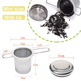 SHUBEIEUMI Stainless Steel Tea Infuser, with Lid and Folding Handle, Reusable Tea Infuser Filters, for Brewing Loose Leaf and Most Cups of Tea