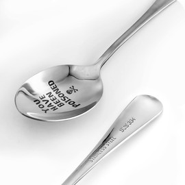 VERSAINSECT 1 Set Engraved Stainless Steel Spoon Gift You Have Been Poisoned Spoon Dessert Spoon Ice Cream Spoon Dinner Spoon For Lovers Friends Mom Dad Birthday Holiday Gift Humorous Gift