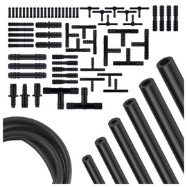 6PCS 6.6Ft Lengthen Vacuum Hose,ID 1/8" 5/32" 3/16" 1/4" 5/16" 3/8" Silicone Vacuum Lines Automotive Kit with 64PCS Vacuum Line Connectors,Heat-resistant Vacuum Tube for Air/Water Transportation