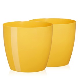 Tymar Pack of 2 Round Shape Planter (Yellow, Diameter 16 cm)