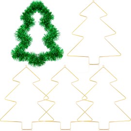 Cophile Christmas Metal Wreath Frame for Front Door, 13'' Christmas Tree Shape Large Size Golden Wire Wreath Floral Rings for Xmas Making Table Wreath and Dream Catcher Hanging Crafts Décor (4)