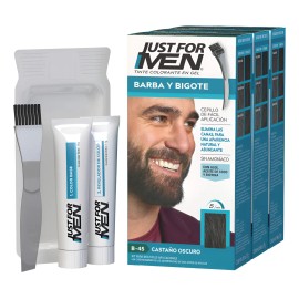 Tinte Just For Men Barba Y Bigote Castaño Oscuro 3-pack