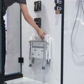 Banco de ducha plegable Tempaky abatible con soporte para regadera y pies antideslizantes