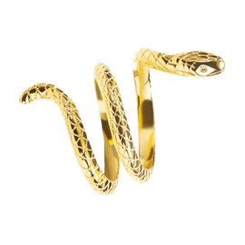 Gold Snake Ring 925 Sterling Silver - Adjustable Snake Ring - Detailed Snake Design - Open Ring 18K Gold Plated - Gift Idea, Sterling Silver, No Gemstone