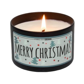 Moonlight Makers Merry Christmas Candle, Fresh Cut Christmas Tree Scented Handmade Candle, Winter Holidays Candles, Natural Soy Wax, 25 Hour Burn Time, 8oz Tin