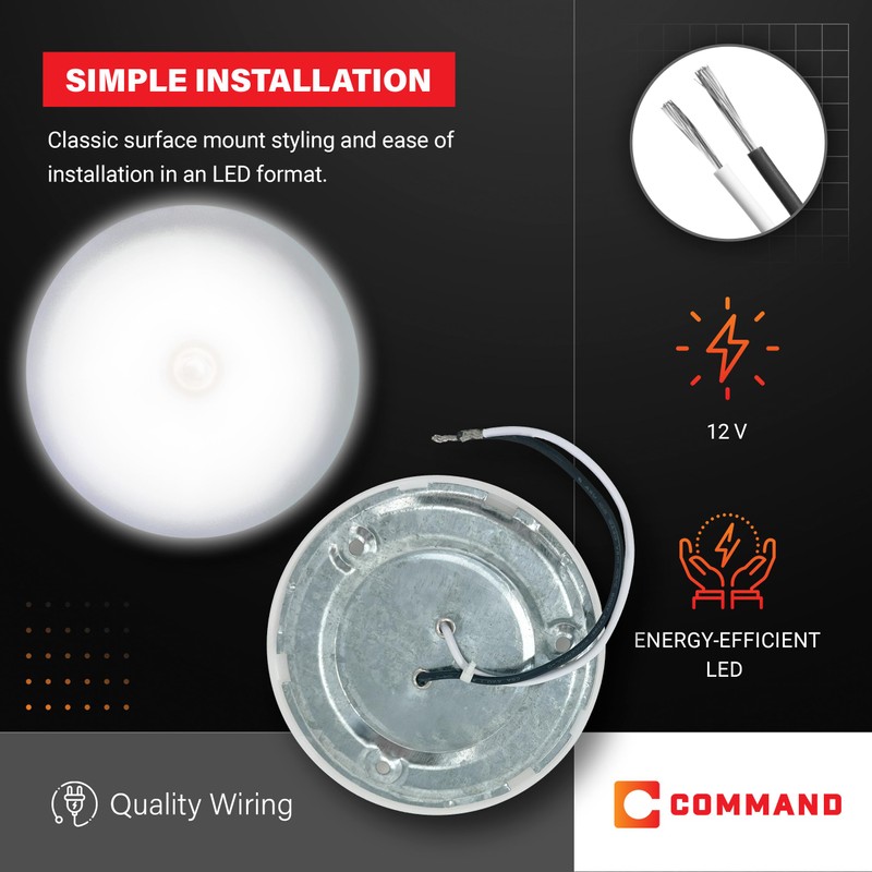 Command Electronics 12V LED Low Profile Surface Mount Ceiling Light