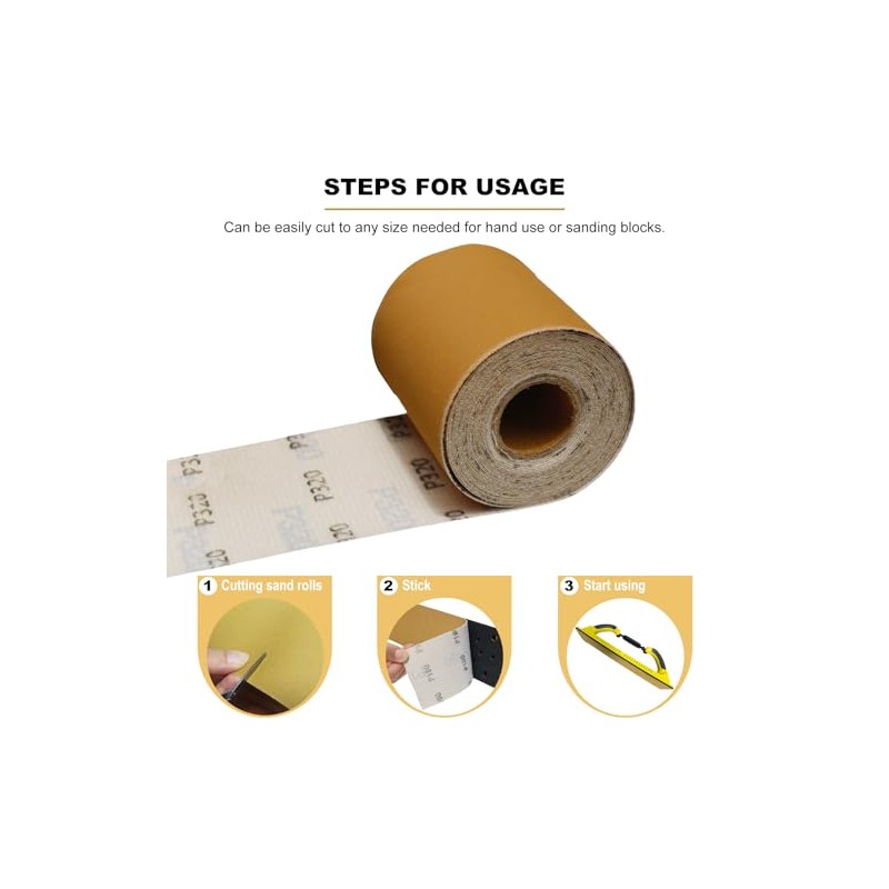 Total 20 Yards 2-3/4" Wide Continuous Sandpaper Roll Kit -