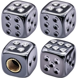 MEAJOO 4PCS Dice Tire Valve Stem Caps, Wheels Tire Air Caps with O Rubber Ring Accessories, Corrosion Resistant Leak-Proof, Universal for Cars, SUVs, Bikes, Trucks and Motorcycles (Gray)