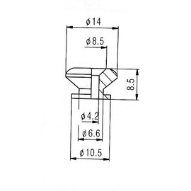 Guitar strap pin/button in gold 14mm Diameter including screw and felt