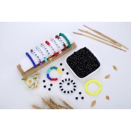 Sahoottie Black Pony Beads Set 9 mm Beads for Bracelets Hair Beads for Braids Beads for Threading Friendship Necklace 500 Pieces