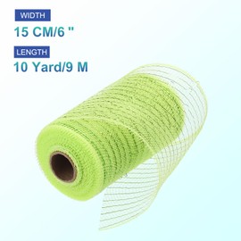 sourcing map 6 Inch Glitter Poly Burlap Mesh for Wreath, Decorative Mesh Fabric Ribbon 10 Yard for Fall Easter Christmas Flower Bow,Light Green