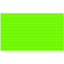 Colonial Cards: 150 Color Cardstock 3" x 5" Index Cards, Lime Green, Lined Landscape Format
