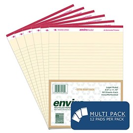 Roaring Spring Enviroshades Recycled Legal Pads, 12 Pack, 8.5" x 11.75" 50 Sheets, Ivory