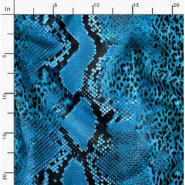 Soimoi Blue Cotton Poplin Fabric Leopard & Snake Animal Skin Print Fabric BTY 42 Inch Wide