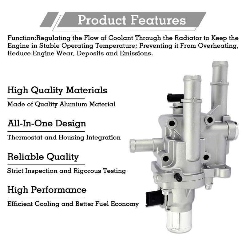 Upgraded Full-Aluminum Engine Coolant Thermostat Housing Assembly with Heater Inlet