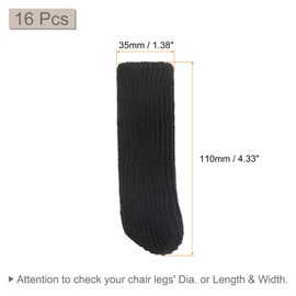 sourcing map Chair Leg Socks Floor Protectors, 16pcs - Knitted Furniture Sock, Table Feet Protectors for Hardwood Floors(Black)