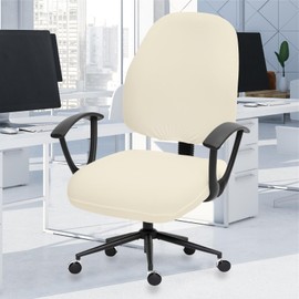 DIVA EN CAMINO DEC Stretchable Desk Office Chair Seat Covers - Universal Stretch Computer Chair Slipcover - Washable Rotating Backrest Coverings & Cushion Protectors for Dogs, Cats, Pets, Cream
