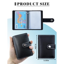 GAUENEEN Leather Business Card Holder, 26 Card Slots, RFID Blocking Secure Professional Card Organizer with Snap Closure, Black