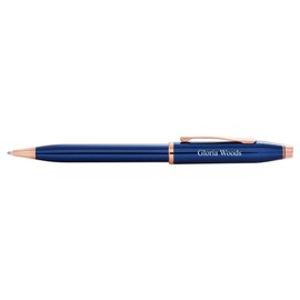 THINGS REMEMBERED Engraved Cross Century II Cobalt & Rose Gold Ballpoint Pen (FREE CUSTOMIZATION)