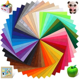 Doxiru Colourful Felt Fabric, 45 Colours Felt Panels for Crafts, 15 x 15 cm, Craft Felt, Polyester Felt Fabric for Crafts, DIY Craft Fabric, Felt Panels Set for Sewing, Manual Decoration