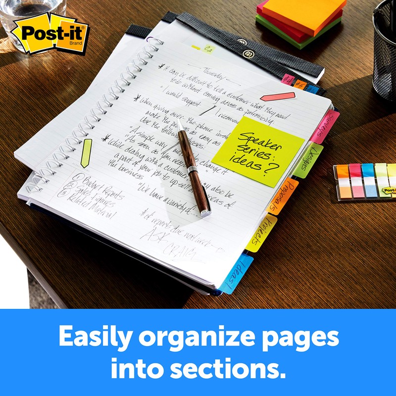 Post-it Tabs, 2 in, Solid, White, 25 Tabs/On-The-Go Dispenser, 2