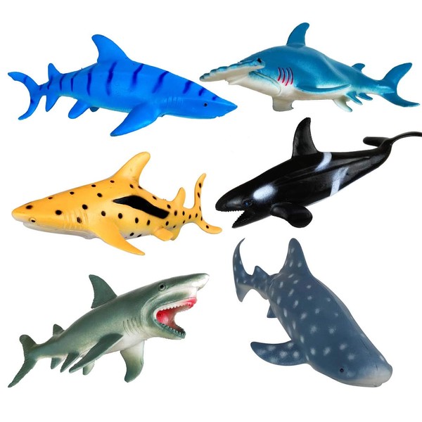 Shark Toys Figures,Ocean Animals,Plastic Sea Creatures,Kids Gifts,Zoo Animals,Aquatic Educational Toys,6 Piece