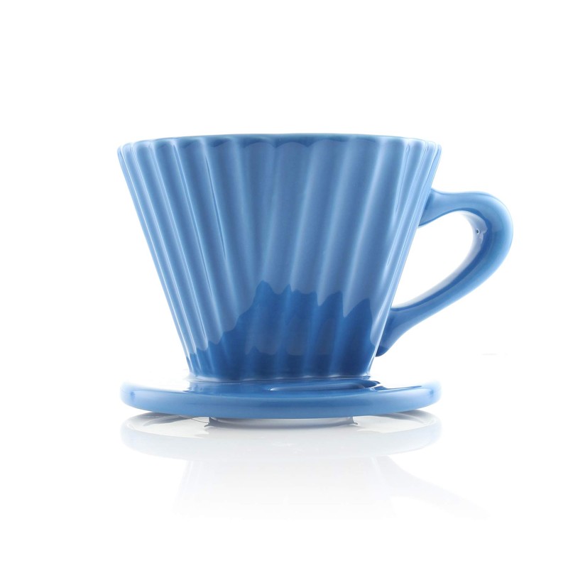 Chantal "Lotus" ceramic pour over coffee dripper, 8 Ounces, Blue