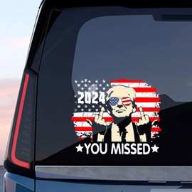 Iprokiu Trump Car Sticker Waterproof Vinyl Peeking Decal for Car Window Bumper Trump 2024 Sticker Vehicle Truck Laptop Wall Car Decor Funny Trump Decal for Vehicle (Flag)